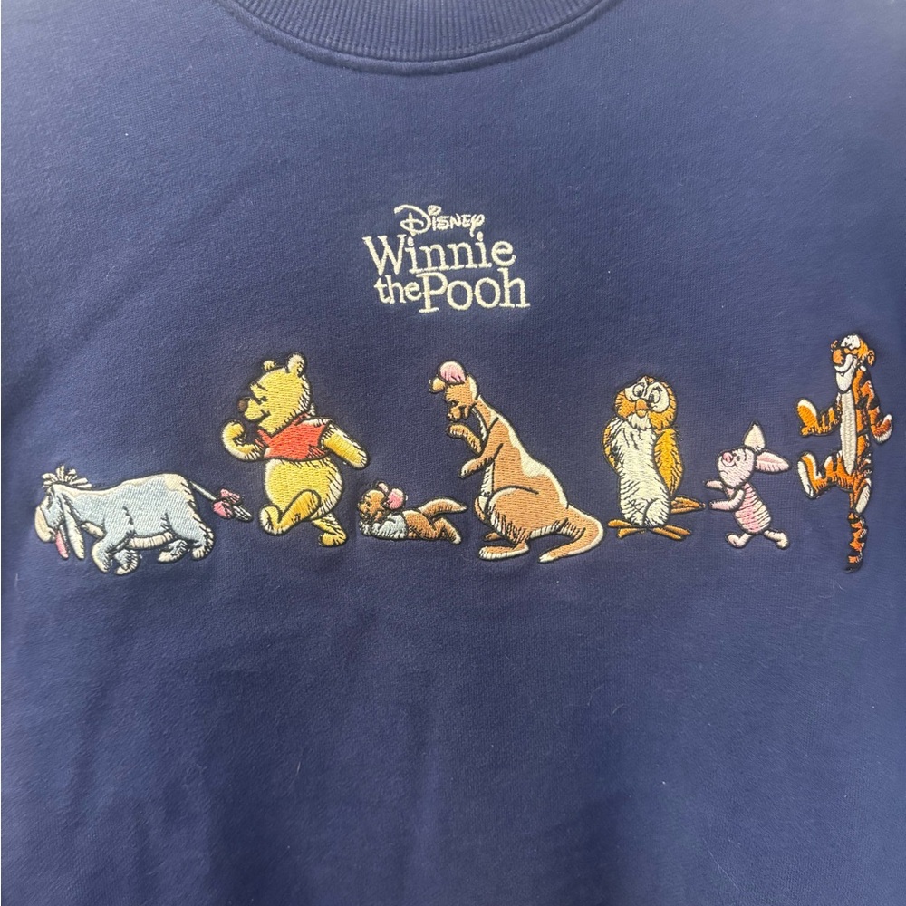 Disney Parks 2025 Winnie the Pooh Characters Navy unisex Crewneck Sweatshirt - Picture 2 of 4